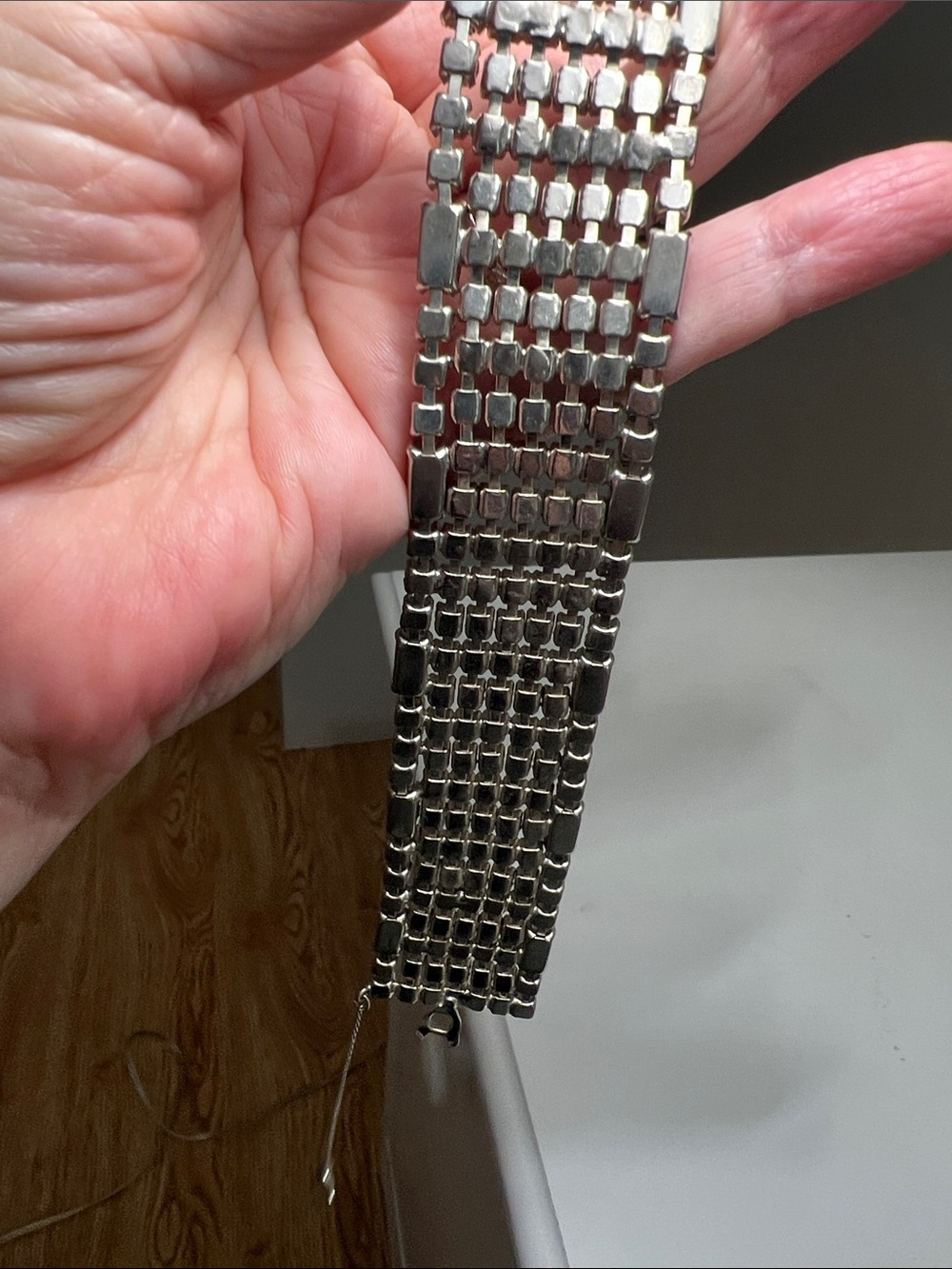 Sparkly Crystal Multi-Row Statement Bracelet - Silver - Vintage - Picture 13 of 16